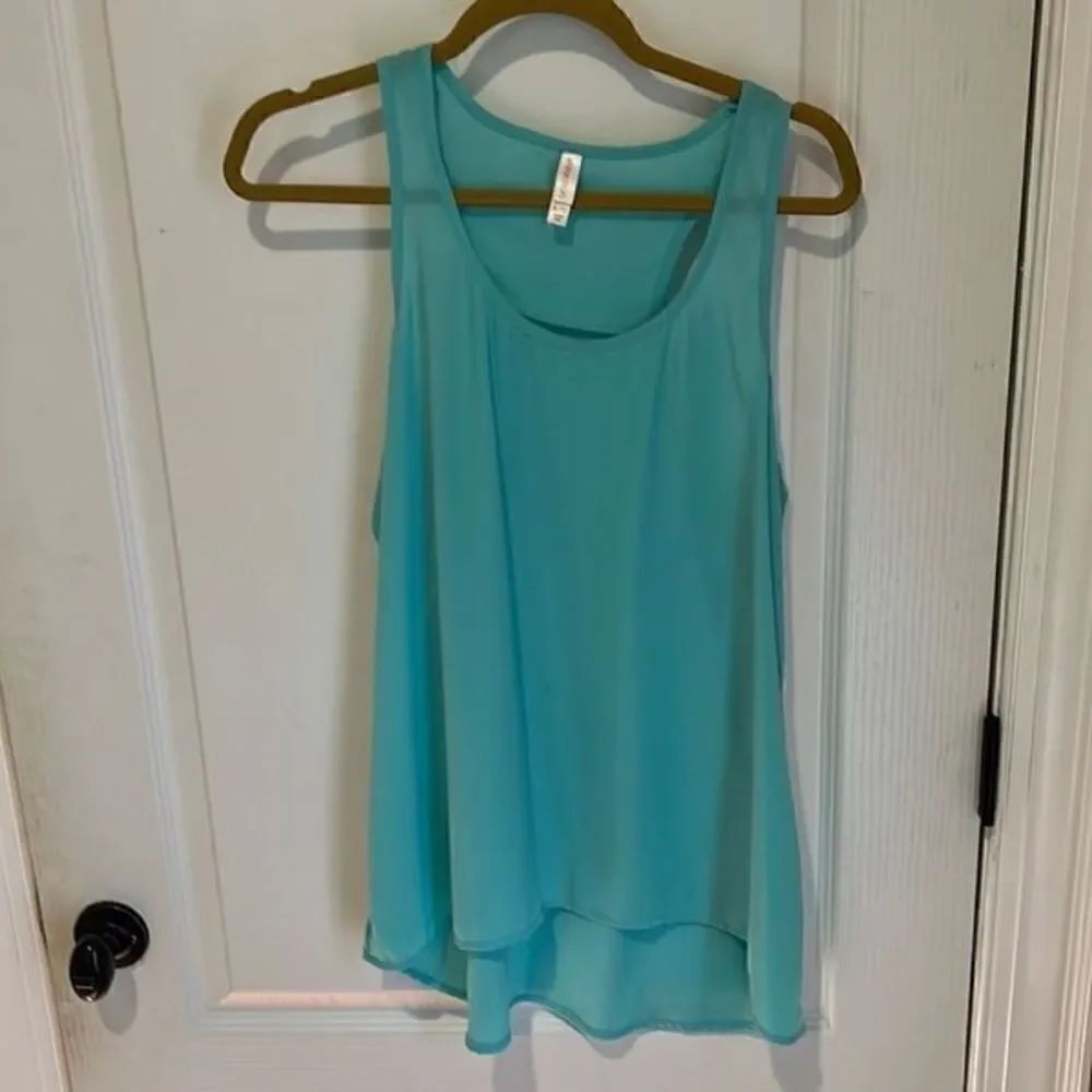 xhilaration teal sleeveless top silky and shear long